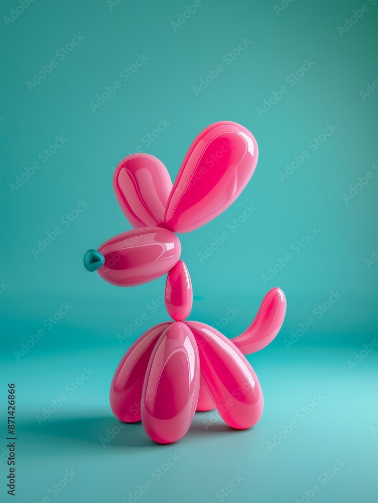 Pink balloon dog on green simple background Pink balloon dog on green simple background