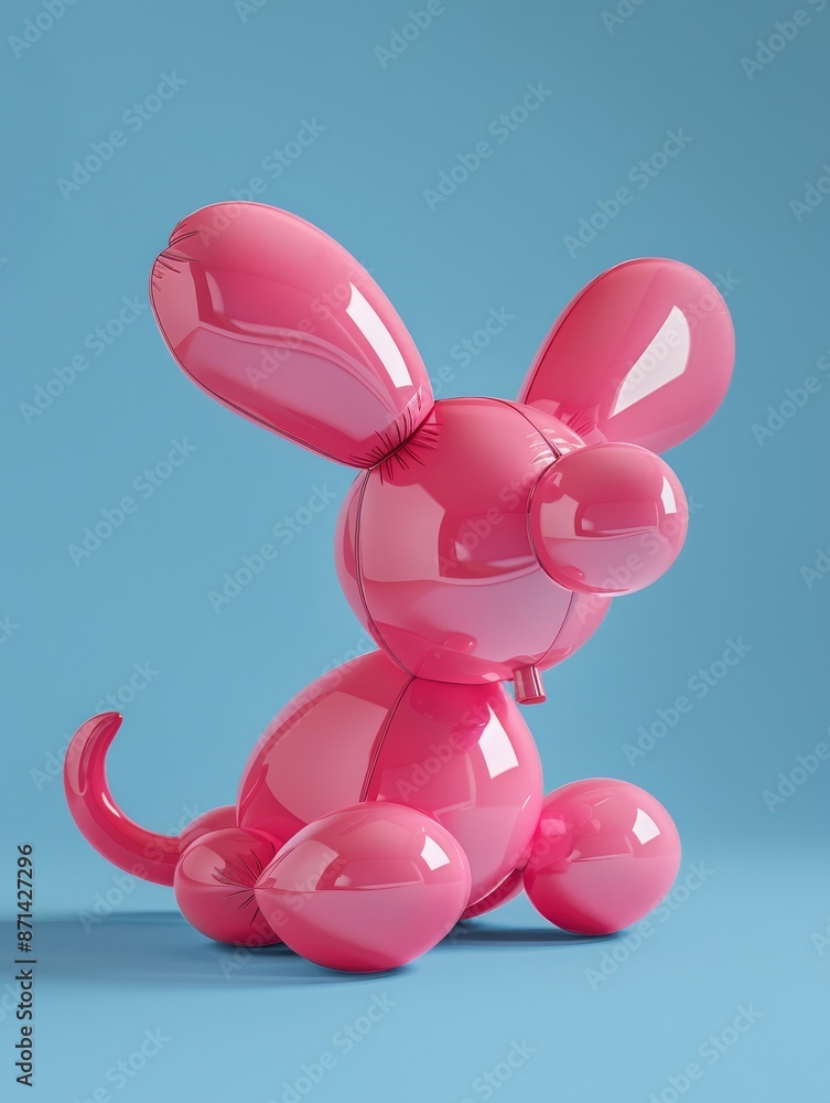 Pink balloon dog on green simple background Pink balloon dog on green simple background