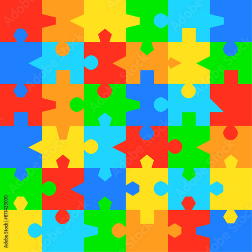 36 irregular geometric jigsaw puzzle background. Vector isolated on white background.