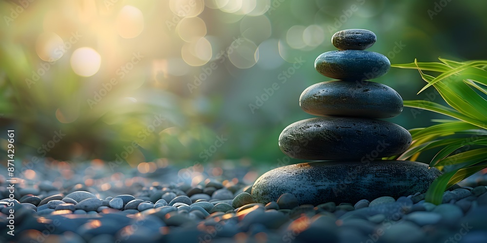 Obraz premium Zen stones symbolize holistic health for body mind soul and spirit. Concept Zen Stones, Holistic Health, Body Mind Soul, Spirit