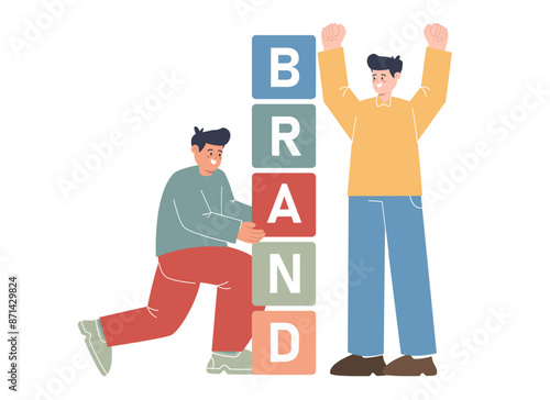 Branding concept building brand company product coworker build stack block corporate marketing identity