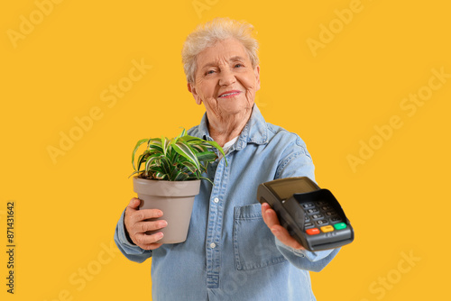 Senior florist with plant a...