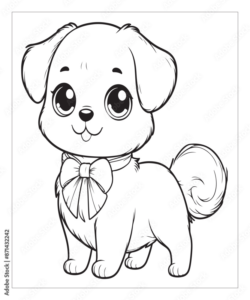 Fototapeta premium puppy coloring book page for kids ai generative
