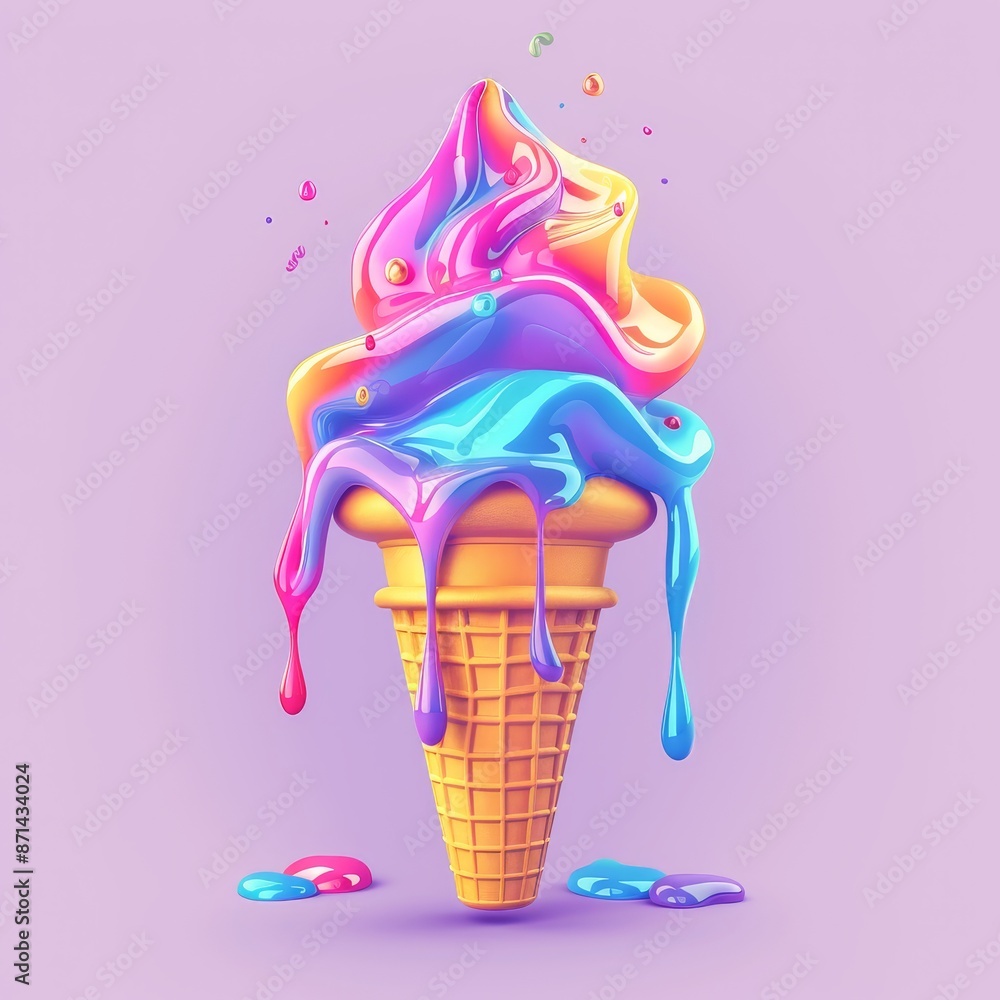 Colorful ice cream isolated on light purple background. Colorful ice cream isolated on light purple background.