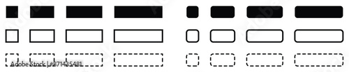 Set of simple black and white rounded rectangle icons, usable as buttons.