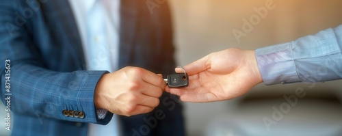 Man receiving keys to a new car, money, happiness, luxury purchase, joy
