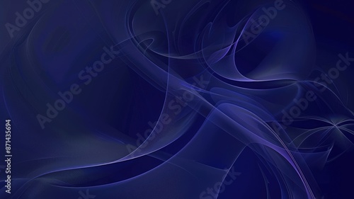 Abstract blue and white lines forming intricate patterns on a dark blue background. Digital image of abstract line with white and blue color. Modern design and technology concept for wallpaper. AIG53F