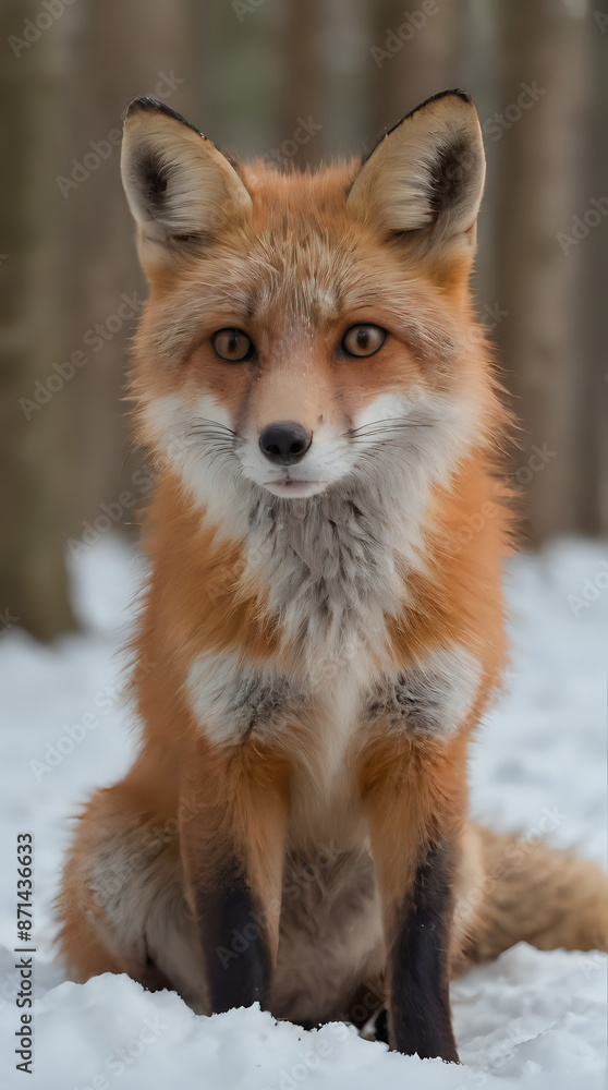 a sitting in the snow looking at the camera a sitting in the snow looking at the camera