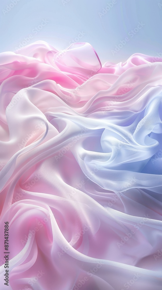 Obraz premium A pink, white, and blue fabric with a pattern of swirls and lines