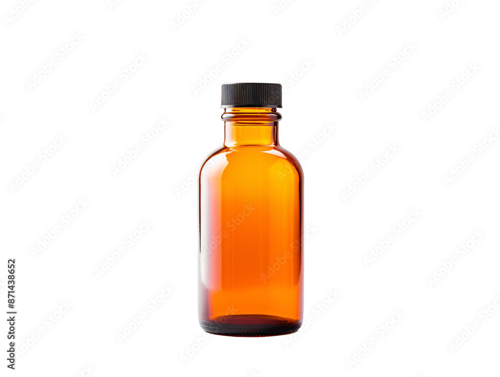 a brown bottle with a black cap a brown bottle with a black cap