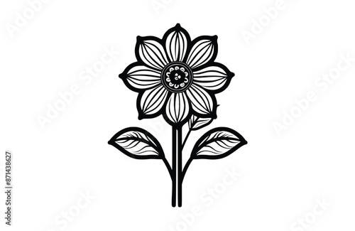 Flower black icon, isolated on white background. Vector illustration.