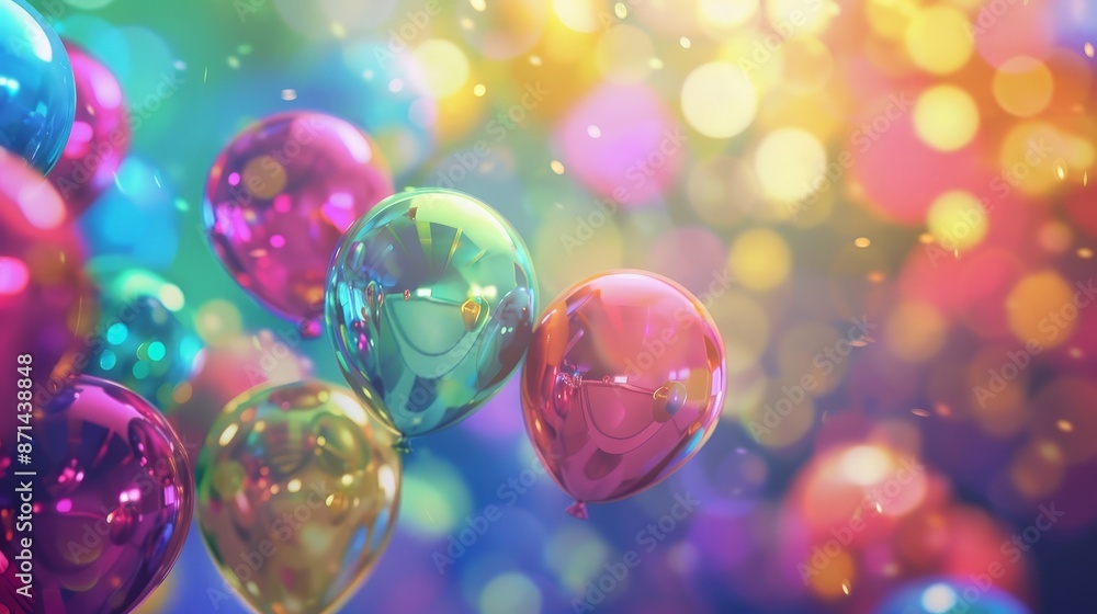 Colorful Balloons with Abstract Bokeh Background Colorful Balloons with Abstract Bokeh Background