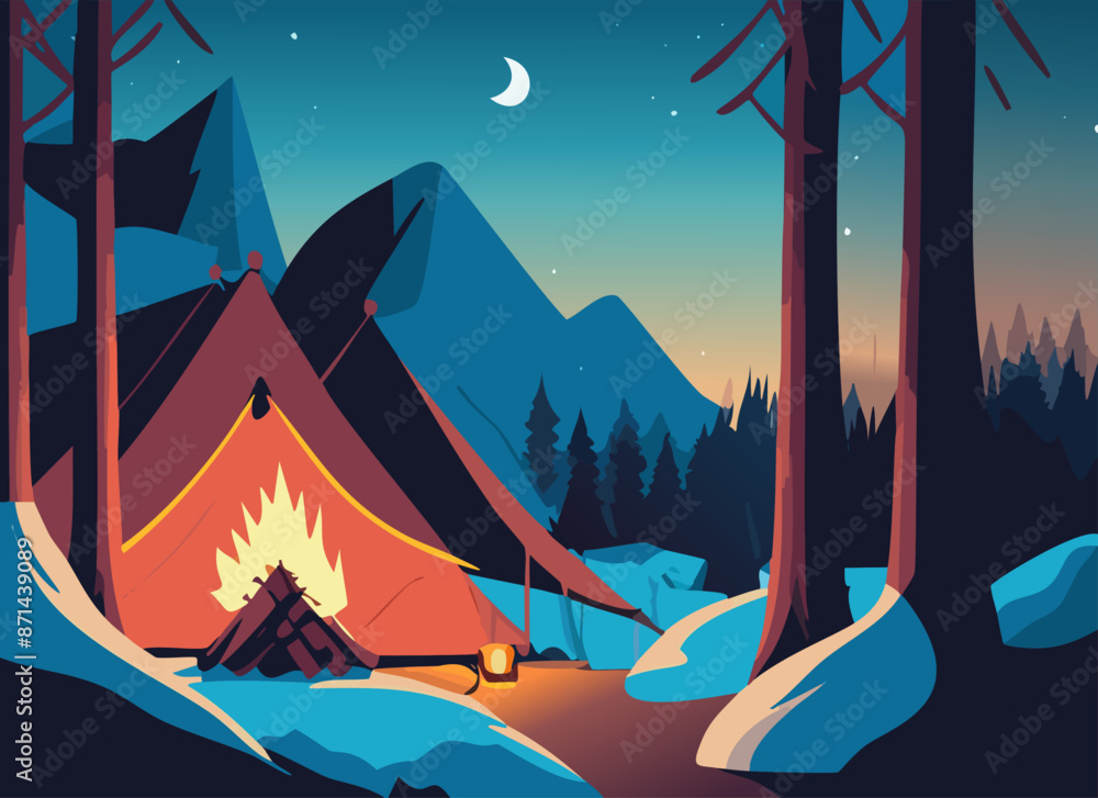 Fototapeta premium 風景, ベクター, 山, 自然, 空, イラスト, 雪, 夜, 山, 夕焼け,旅行, テント, 冬, manga, ピラミッド, クリスマス, 光景, キャンプ, 不毛の, エジプト, デザイン, 休日冬, 雪, 山, 風景, 木, 寒い, 森, 自然,氷, 霜, 雪に覆われた, 白, 雲, 旅行, アルプス山脈 背景素材, 雪景色, 水彩, イラスト, 背景素材, 12月, 1月, 2月, 年賀