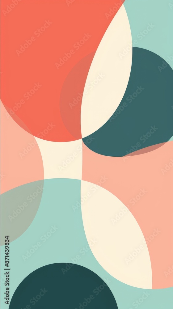 Abstract Geometric Pattern Wallpaper In Pink, Teal, and Cream Abstract Geometric Pattern Wallpaper In Pink, Teal, and Cream