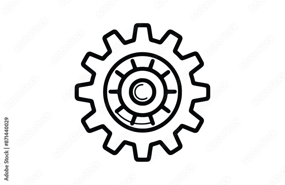 Gear black icon, isolated on white background. Vector illustration. Gear black icon, isolated on white background. Vector illustration.