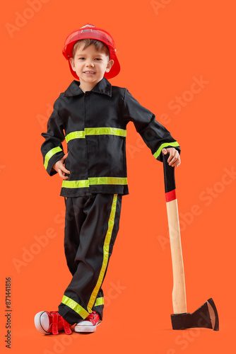 Cute little firefighter wit...