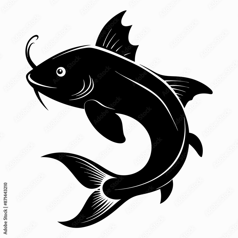 Obraz premium black Catfish vector silhouette