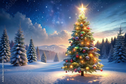 christmas tree in the snow