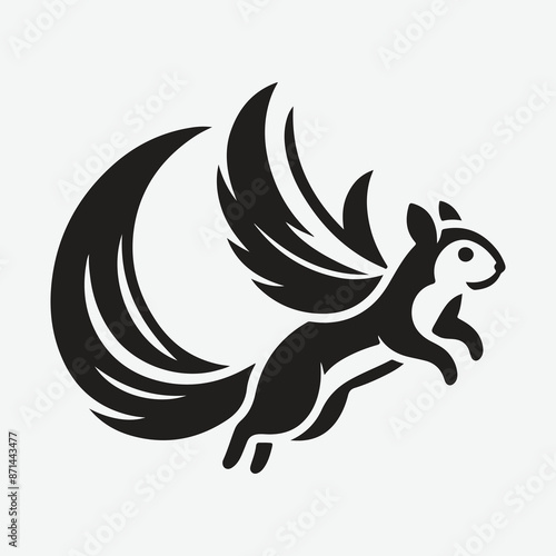 Captivating Flying Squirrel Silhouette Logo, Grace and Elegance in Motion