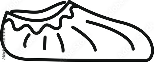 Drawing of a shoe cover preventing contamination, used for hygiene and protection