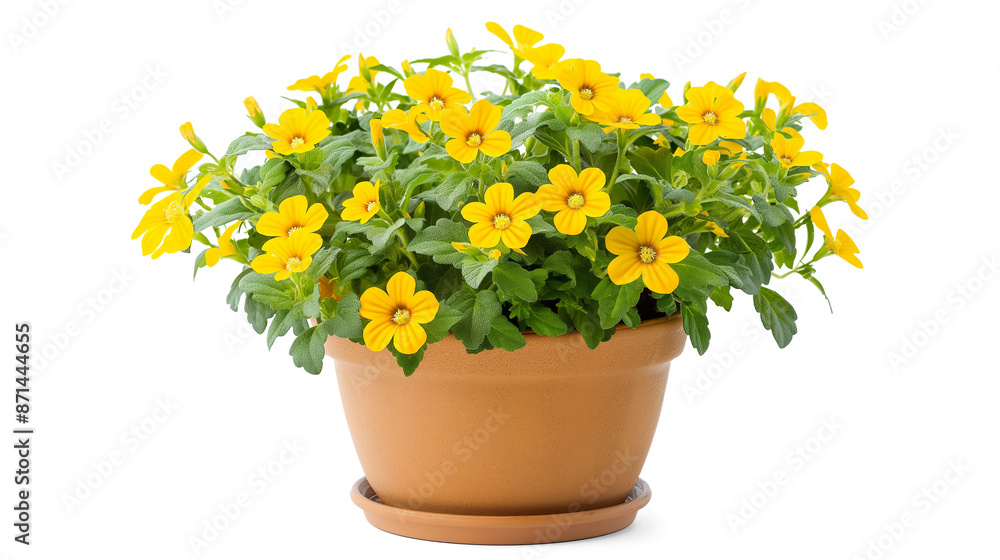 Yellow Flowered Potted Plant isolated on a transparent background Yellow Flowered Potted Plant isolated on a transparent background