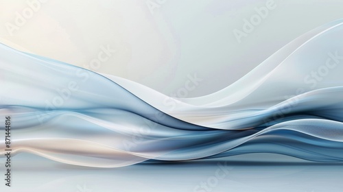 Abstract flowing waves in soft blue and white hues, creating a calm and peaceful ambiance. Perfect for backgrounds and modern designs.