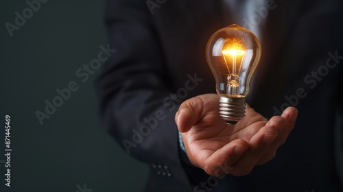 Conceptual image of a leader holding a light bulb, symbolizing vision. 