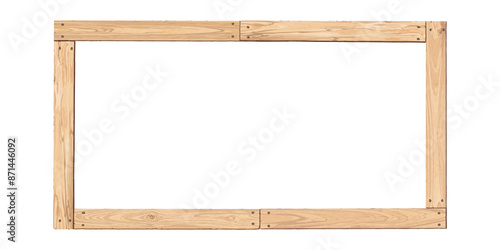 Blank old cut timber panels frame isolated graphic illustrated. Wooden border whitewashed texture pattern.