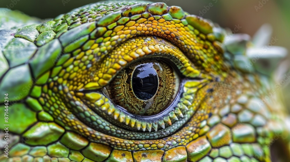 Macro shot of a green iguanas eye Macro shot of a green iguanas eye