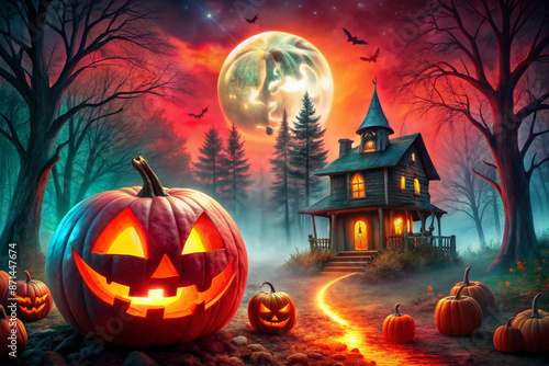 halloween background with pumpkins