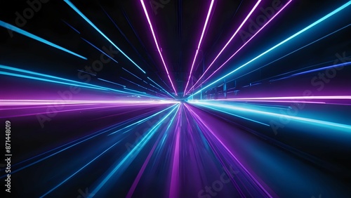 Abstract background with purple and blue neon lines. © Rusti_Animation