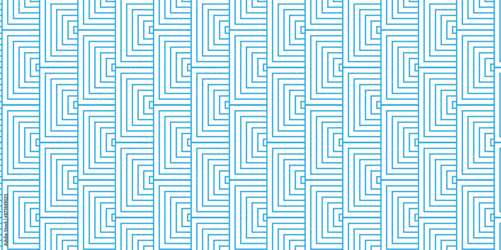 Abstract Pattern with circle wave lines blue seamless steel material geomatics overlapping create retro square line backdrop pattern background. Overlapping Pattern with Transform Effect.