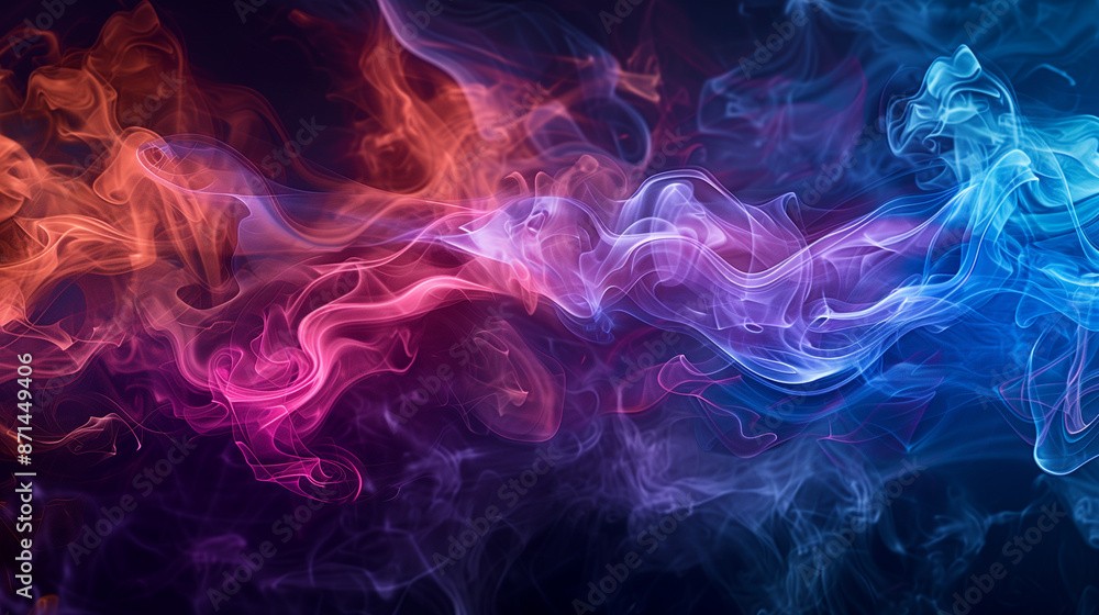 Fototapeta premium Billowing Spectrum: Abstract Multicolored Smoke on a Dark Background, Symbolizing Mystery and Profound Depth