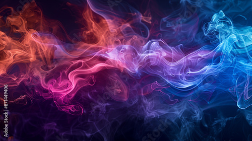 Billowing Spectrum: Abstract Multicolored Smoke on a Dark Background, Symbolizing Mystery and Profound Depth