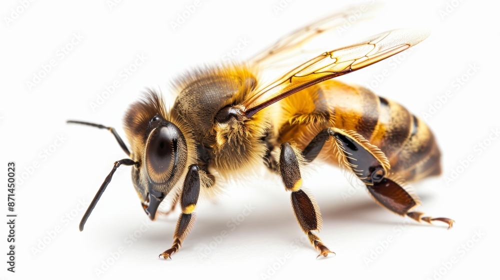 Bee isolated on white background. Close up of honeybee Bee isolated on white background. Close up of honeybee