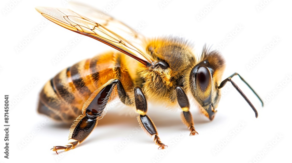 Bee isolated on white background. Close up of honeybee Bee isolated on white background. Close up of honeybee