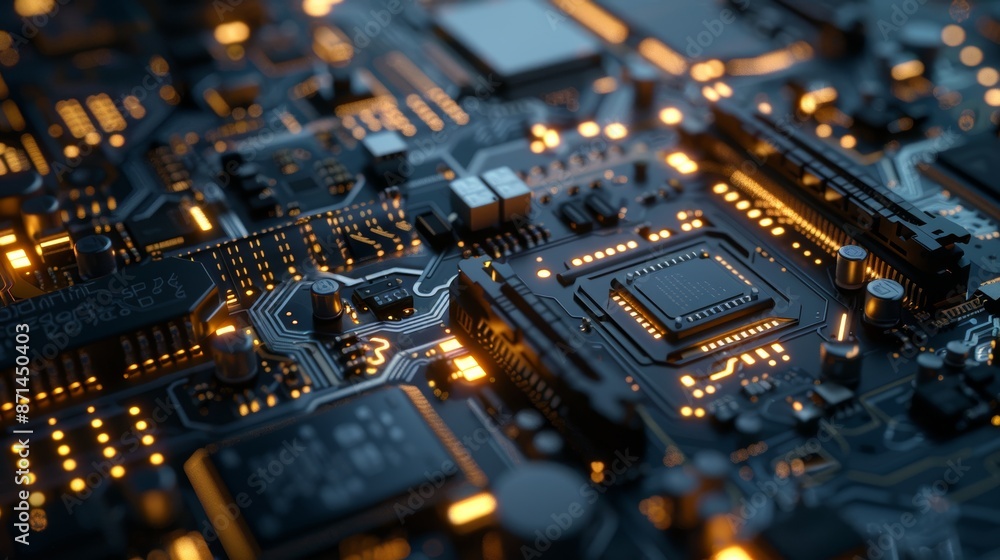 Macro closeup of a computer PCB motherboard backside. Tech science background. Electronic computer hardware technology. Macro closeup of a computer PCB motherboard backside. Tech science background. Electronic computer hardware technology.