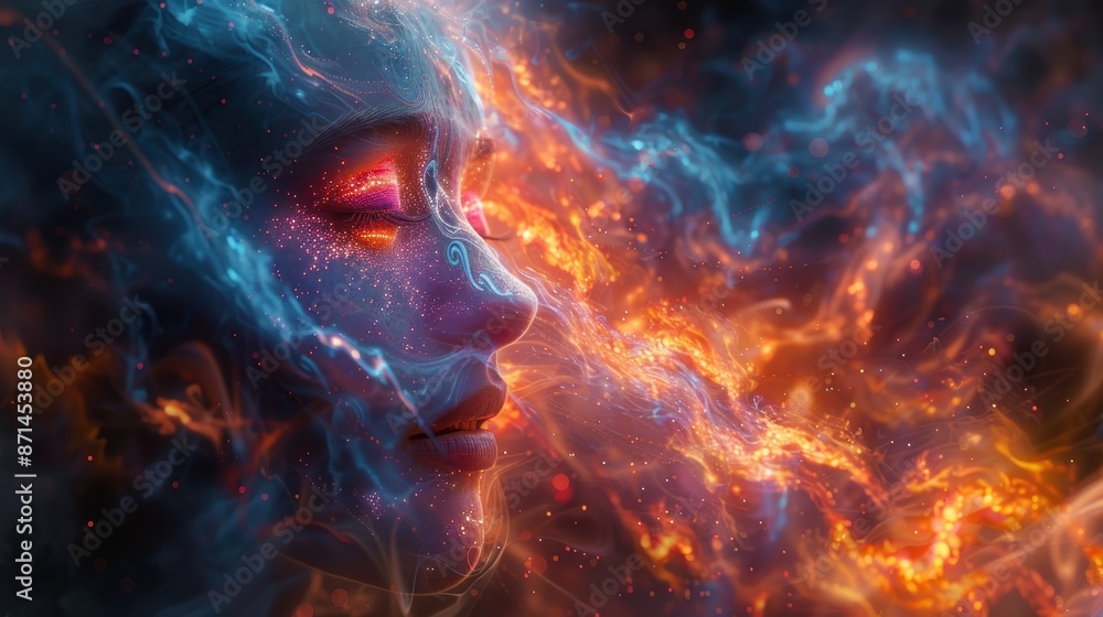 An intricate and psychedelic portrait of a person in a trance-like state By Generated AI An intricate and psychedelic portrait of a person in a trance-like state By Generated AI