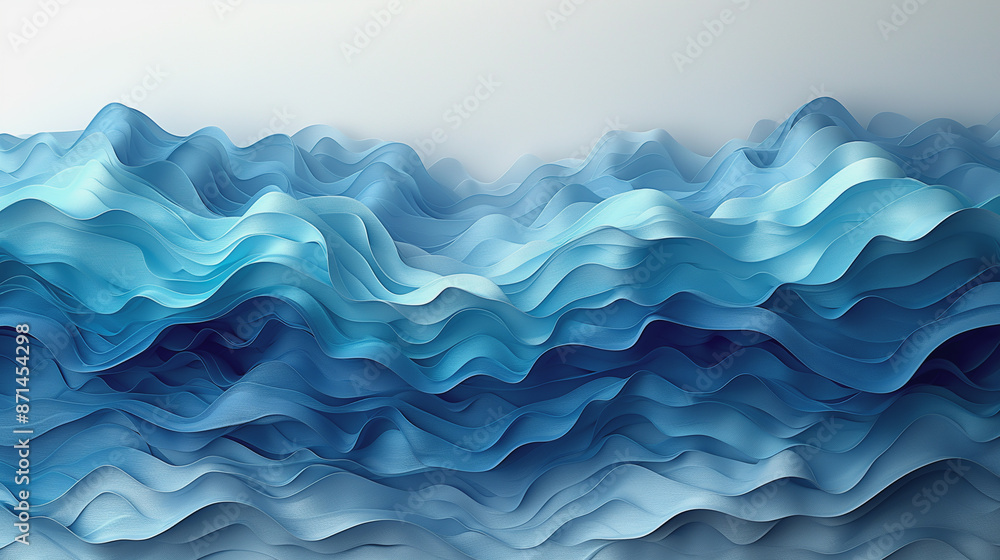 Abstract blue background with swirling curves evokes the movement of ocean waves Abstract blue background with swirling curves evokes the movement of ocean waves