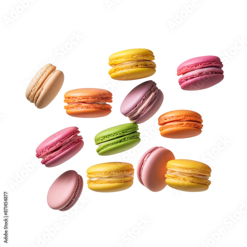 Wallpaper Mural Colorful Macarons Floating in the Air - Isolated on Transparent PNG Background, Various Sweet Desserts Cake Concept Torontodigital.ca