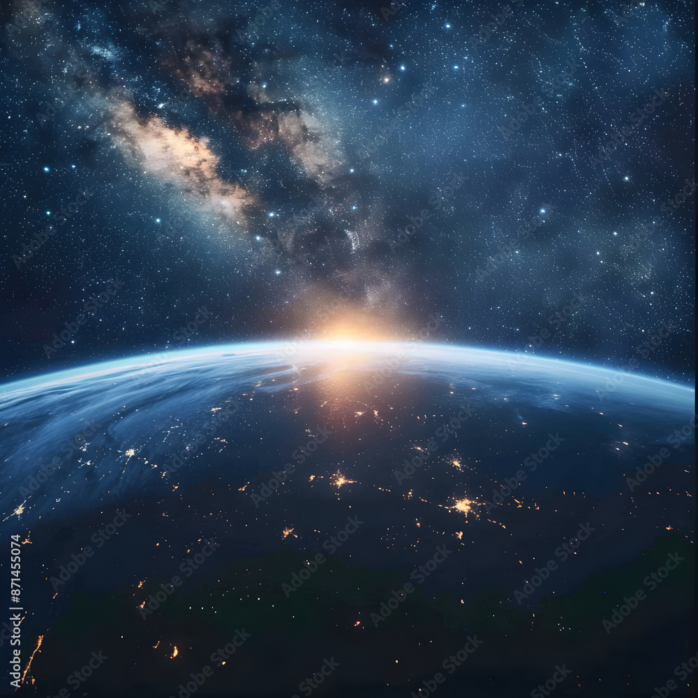 Breathtaking view of earth with the milky way galaxy as a backdrop ...