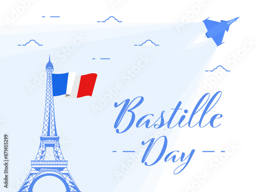 Bastille day poster flyer or social media post design. France Independence Day Vector Illustration