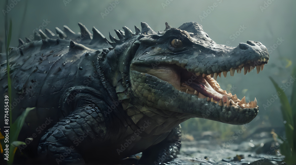 Obraz premium a large alligator that is standing in the water
