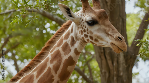 a giraffe that is standing in the shade