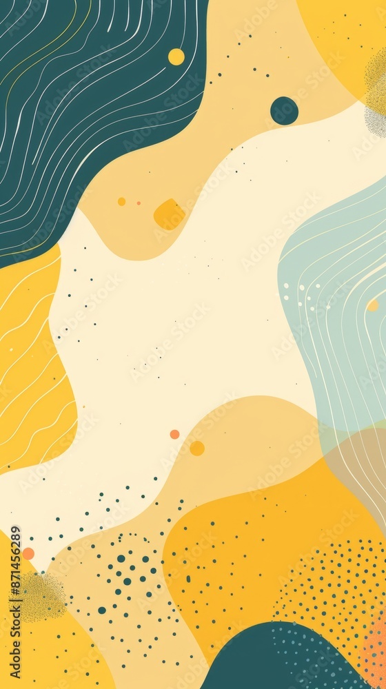 Fototapeta premium Abstract Yellow, Green, and Blue Shapes on a White Background Wallpaper