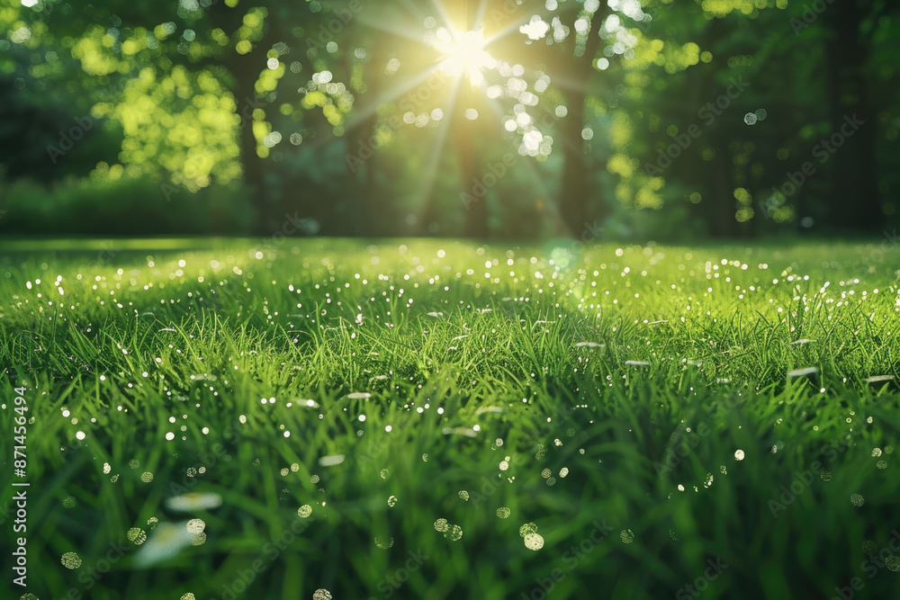 Naklejka premium Sunshine penetrates through forests and grasslands