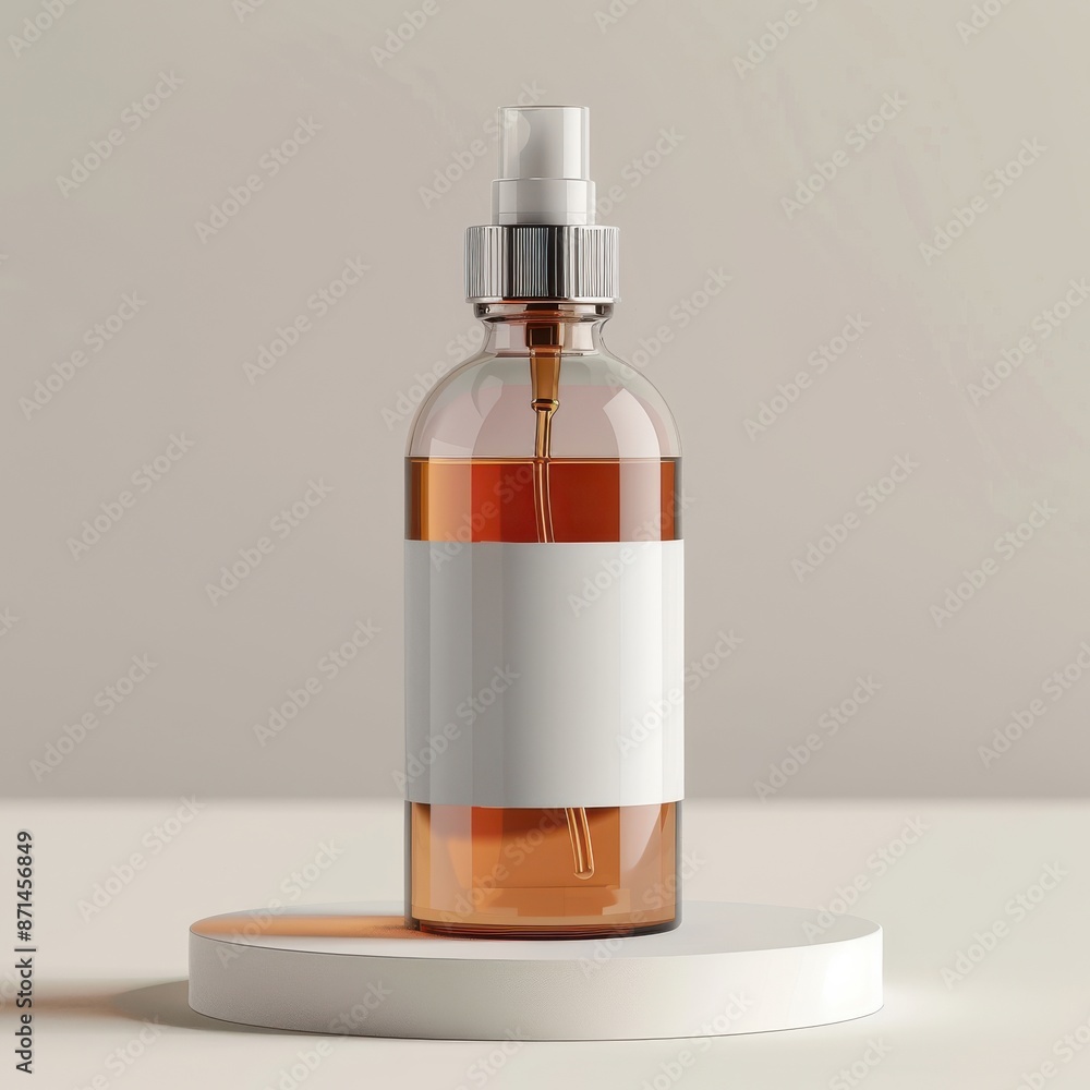 A bottle of perfume is sitting on a table. Serum and Cosmetic bottle A bottle of perfume is sitting on a table. Serum and Cosmetic bottle