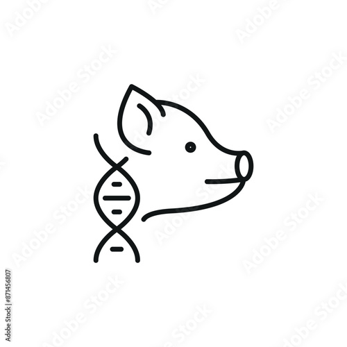 DNA pig icon. Simple DNA pig icon for social media, app, and web design. Vector illustration.