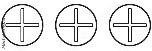 Plus Icon set vector. Add plus sign and symbol