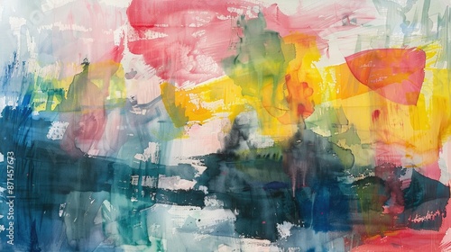 Abstract Horizontal Watercolor and Acrylic Painting on Canvas